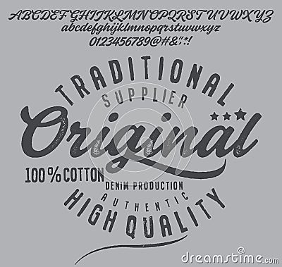 Vintage brush script lettering font Vector Illustration