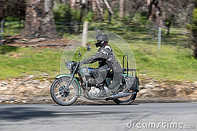 Vintage BSA Motorcycle on country roads Editorial Stock Photo