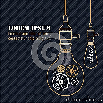 Vintage Bulb Concept Idea Vector Illustration