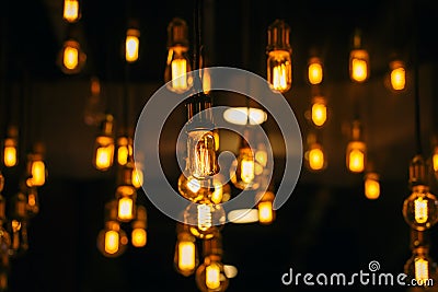 Vintage bulb lighting decor cafe loft style Stock Photo