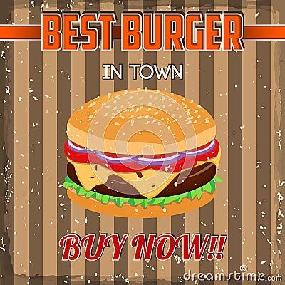 Vintage Burgers poster design Vector Illustration