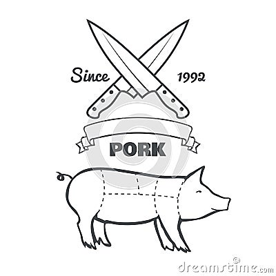 Vintage butcher cuts of pork menu chalk vector Vector Illustration