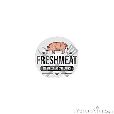 Vintage butchery logo. retro styled meat shop emblem, badge, design element, logotype template. vector illustration Vector Illustration