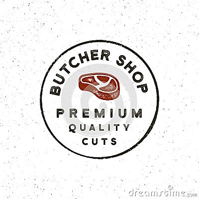 Vintage butchery logo. retro styled meat shop emblem. vector illustration Vector Illustration