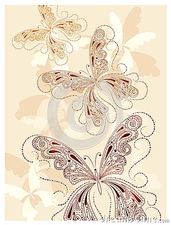 Vintage butterflies Vector Illustration