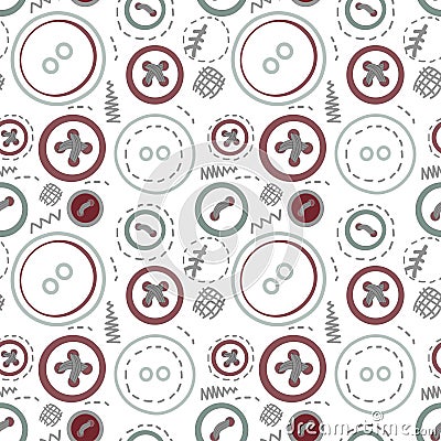 Vintage buttons sew seamless pattern Vector Illustration