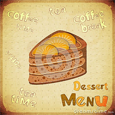 Vintage Cafe or confectionery dessert Menu Vector Illustration