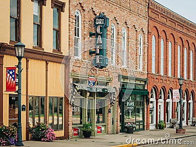 Vintage cafe sign on Route 66, in Atlanta, Illinois Editorial Stock Photo