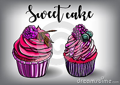 Vintage cakes with cream poster design vector. Vector Illustration