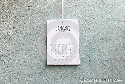 Vintage calendar January 2019 handmade hang on the wall Stock Photo