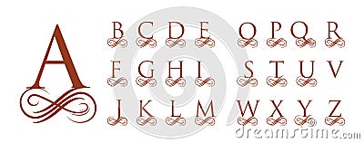 Vintage Caligraphy Capital Letters for Monograms Vector Illustration