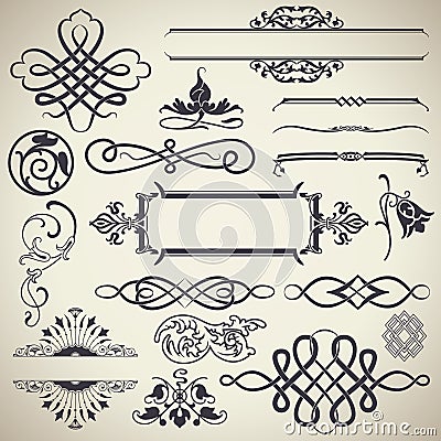 Vintage Calligraphic Design Elements Vector Vector Illustration