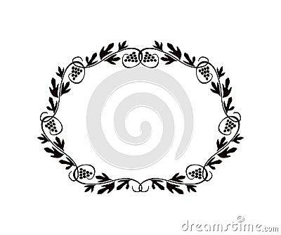 Vintage Calligraphic Frame - Round Decorative Floral Element with Flourishes Vector Illustration