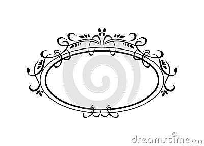 Vintage Calligraphic Frame - Round Decorative Floral Element with Flourishes Vector Illustration