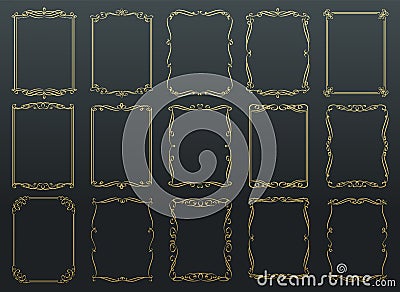 Vintage calligraphic golden frames. Vector Illustration