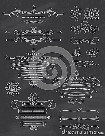 Vintage Calligraphy Chalkboard Design Elements Vector Illustration