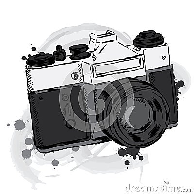 Vintage camera vector. Poster. Card. I appreciate the moments. Vector Illustration