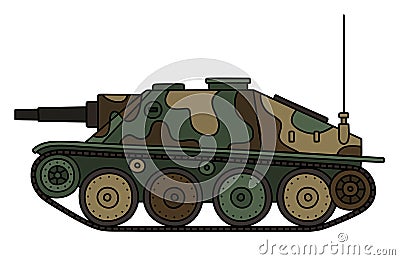 Vintage camouflaged tank destroyer Vector Illustration