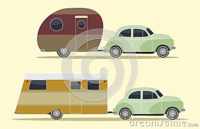 Vintage camping cars Vector Illustration