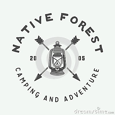 Vintage camping outdoor and adventure logo, badge, labels Vector Illustration