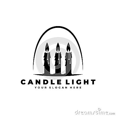 Vintage candle light flame logo vector illustration design Vector Illustration