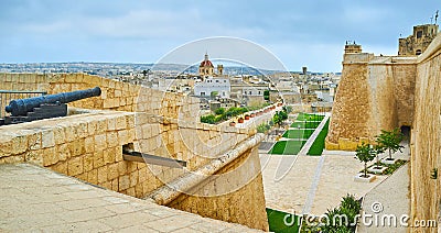 The Cannon on St John Demi-Bastion, Rabat, Victoria, Gozo, Malta Stock Photo