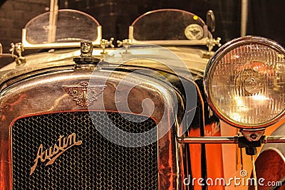 Vintage car. Austin mascot. bonnet and grille Editorial Stock Photo
