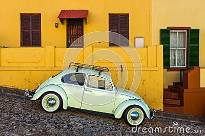 Vintage Car in Bo Kaap district, Cape Town, South Africa Stock Photo