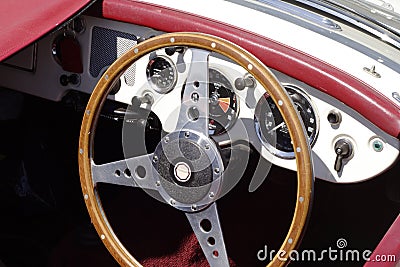 Vintage car cockpit Stock Photo