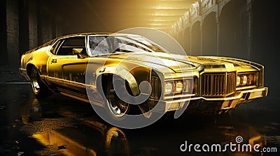 Vintage car completely covered in gold Stock Photo