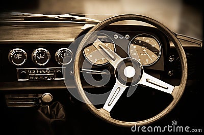 Vintage car dashboard Stock Photo