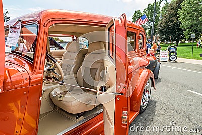 Vintage car Details interior seats and steering Editorial Stock Photo