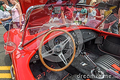 Vintage car Details interior seats and steering Editorial Stock Photo