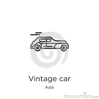 vintage car icon vector from auto collection. Thin line vintage car outline icon vector illustration. Outline, thin line vintage Vector Illustration