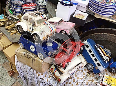 Vintage car models on flea market in Old Yaffo (Jaffa, Yafo), Israel Editorial Stock Photo