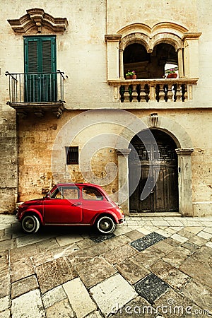 Vintage car. Old Italian scene Stock Photo