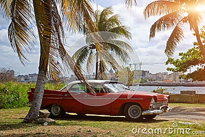 Vintage car parked in Havana, Cuba Stock Photo