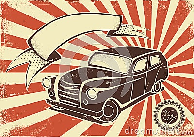 Vintage car poster template Vector Illustration