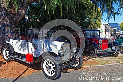 Vintage car show in Motueka High Street in front of the museum Editorial Stock Photo