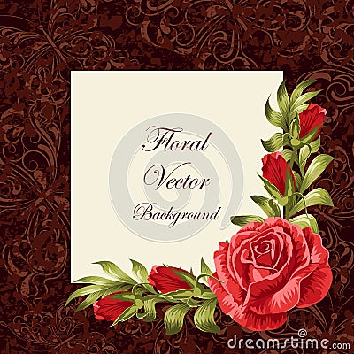 Vintage card with flowers Vector Illustration