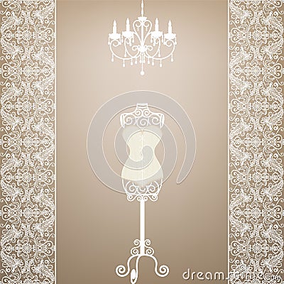 Mannequin and chandelier Vector Illustration