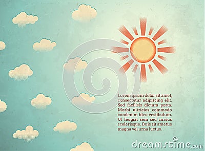 Vintage card with sun Vector Illustration