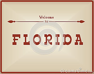 Vintage card Welcome to Florida Vector Illustration