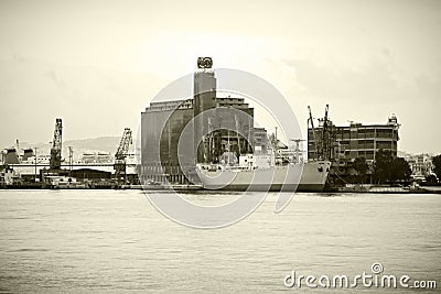 Vintage cargo vessel Stock Photo