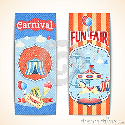 Vintage carnival banners vertical Vector Illustration