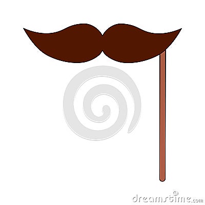 Vintage carnival mask moustache on stick Vector Illustration