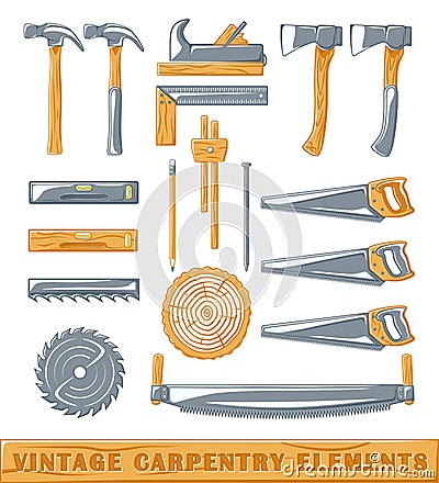 Vintage carpentry elements Vector Illustration