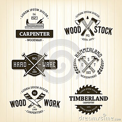 Vintage Carpentry Emblems Vector Illustration