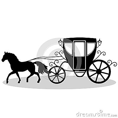 Vintage carriage with the horse. Vector Illustration