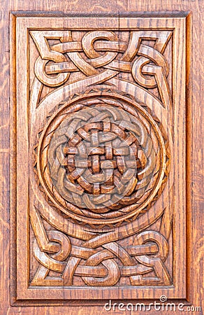 Vintage carved door on historic house facade Editorial Stock Photo